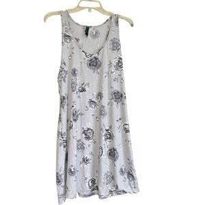 Laura Ashley Sleepwear Racer Back Sleeveless Sz L Dark Floral Gray